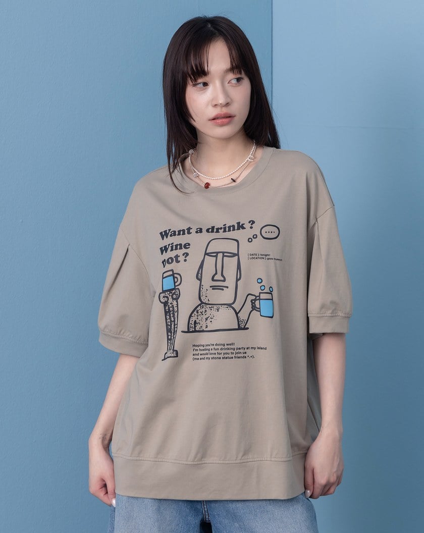 石像開派對澎袖涼感T恤(兩色)