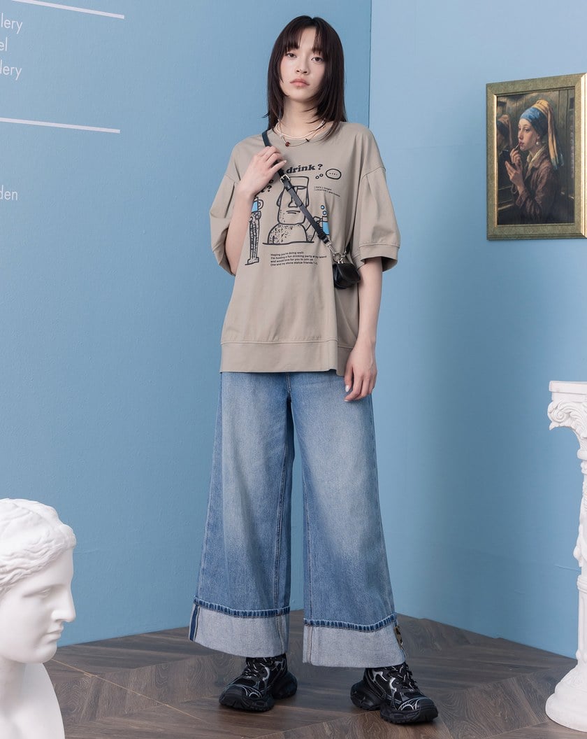 石像開派對澎袖涼感T恤(兩色)