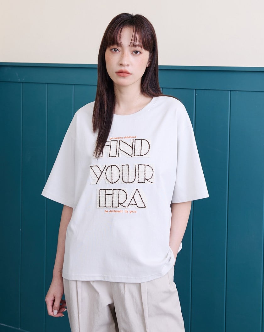 立體織紋繡花涼感T恤(兩色)