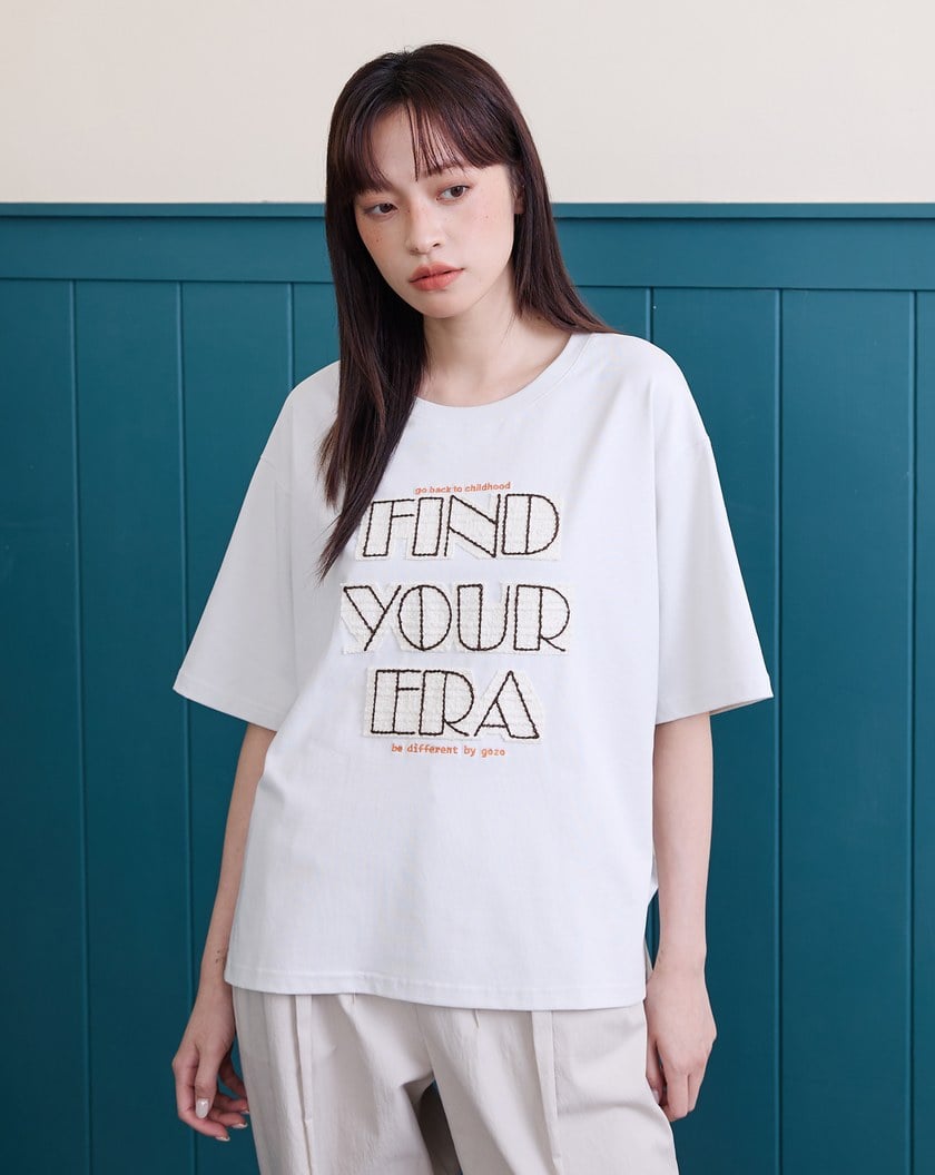 立體織紋繡花涼感T恤(兩色)