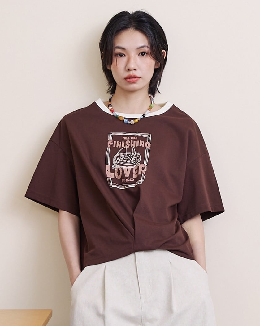 釣魚遊戲下擺打褶涼感T恤(兩色)