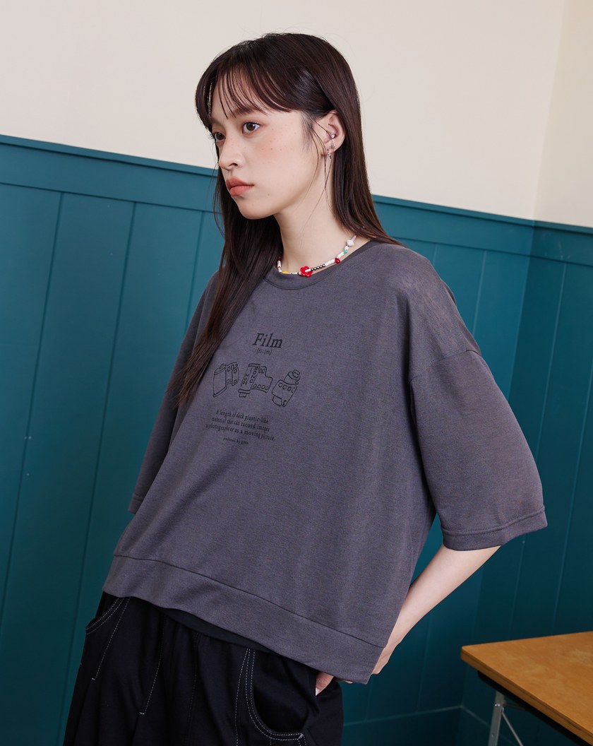 抗菌復古膠捲印花兩件式T恤(兩色)