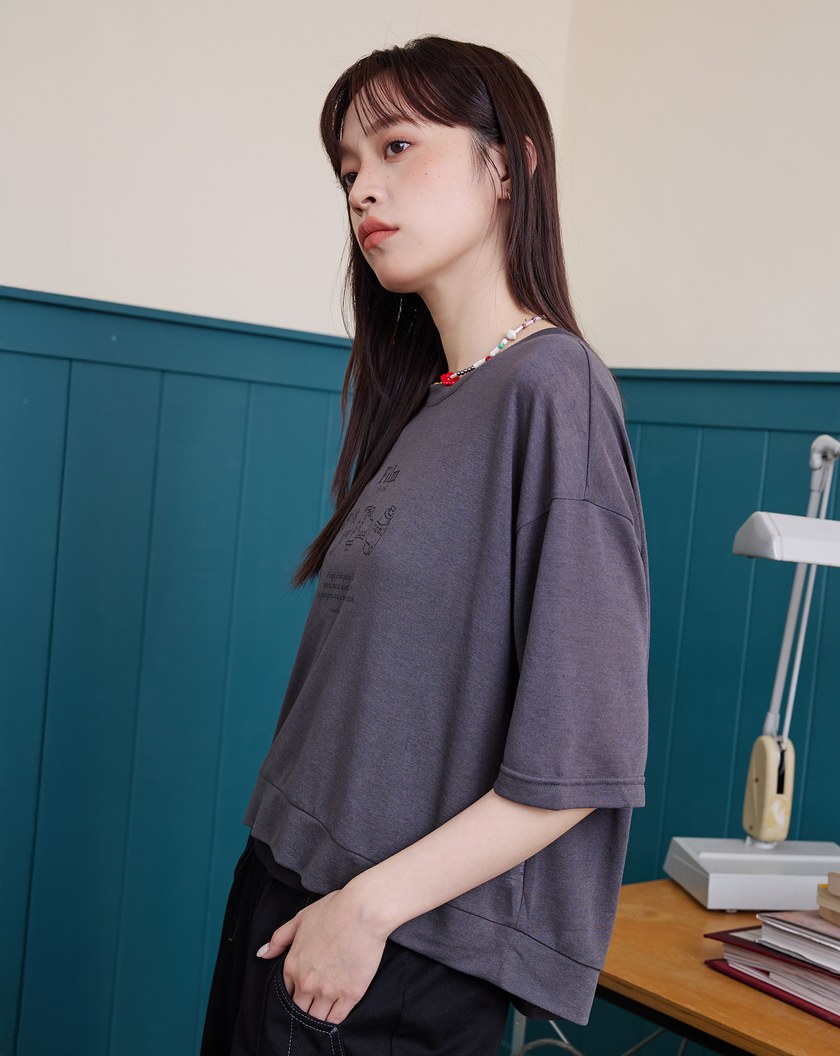 抗菌復古膠捲印花兩件式T恤(兩色)