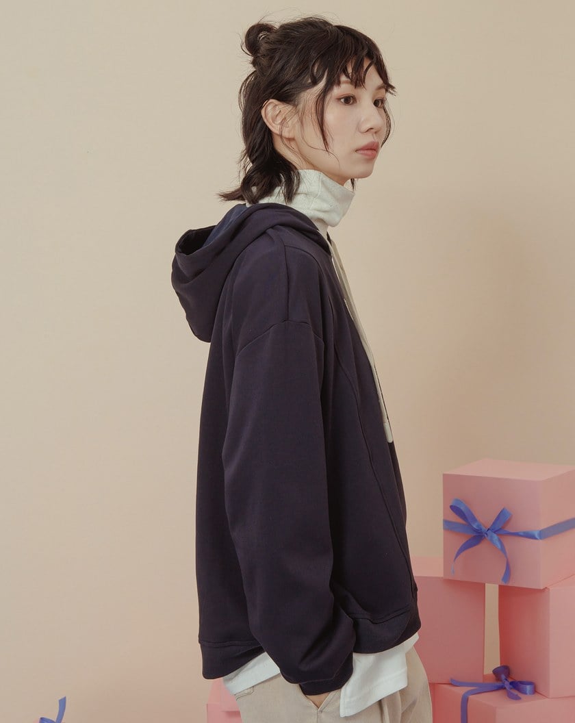 配色帽繩指紋印花帽T(兩色)