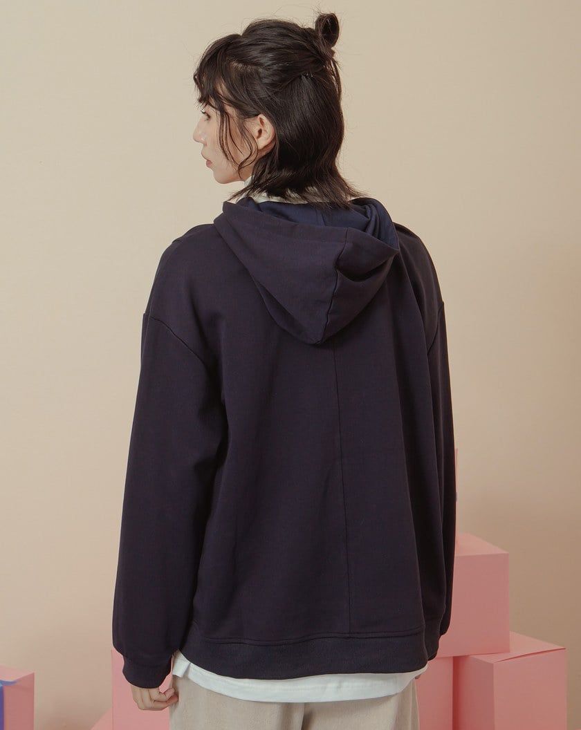 配色帽繩指紋印花帽T(兩色)