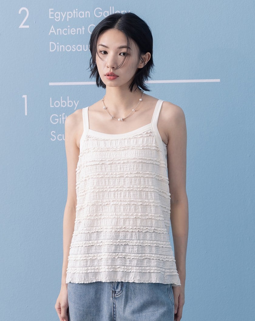 多層次蕾絲細肩帶背心(兩色)