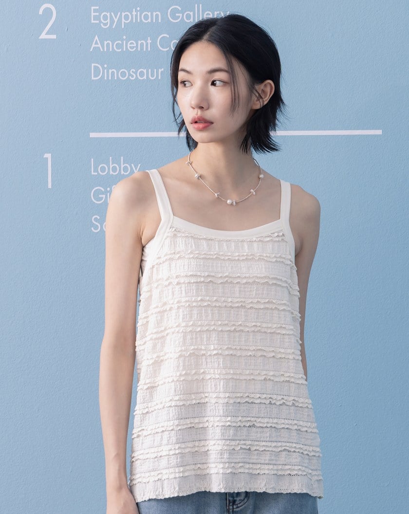 多層次蕾絲細肩帶背心(兩色)