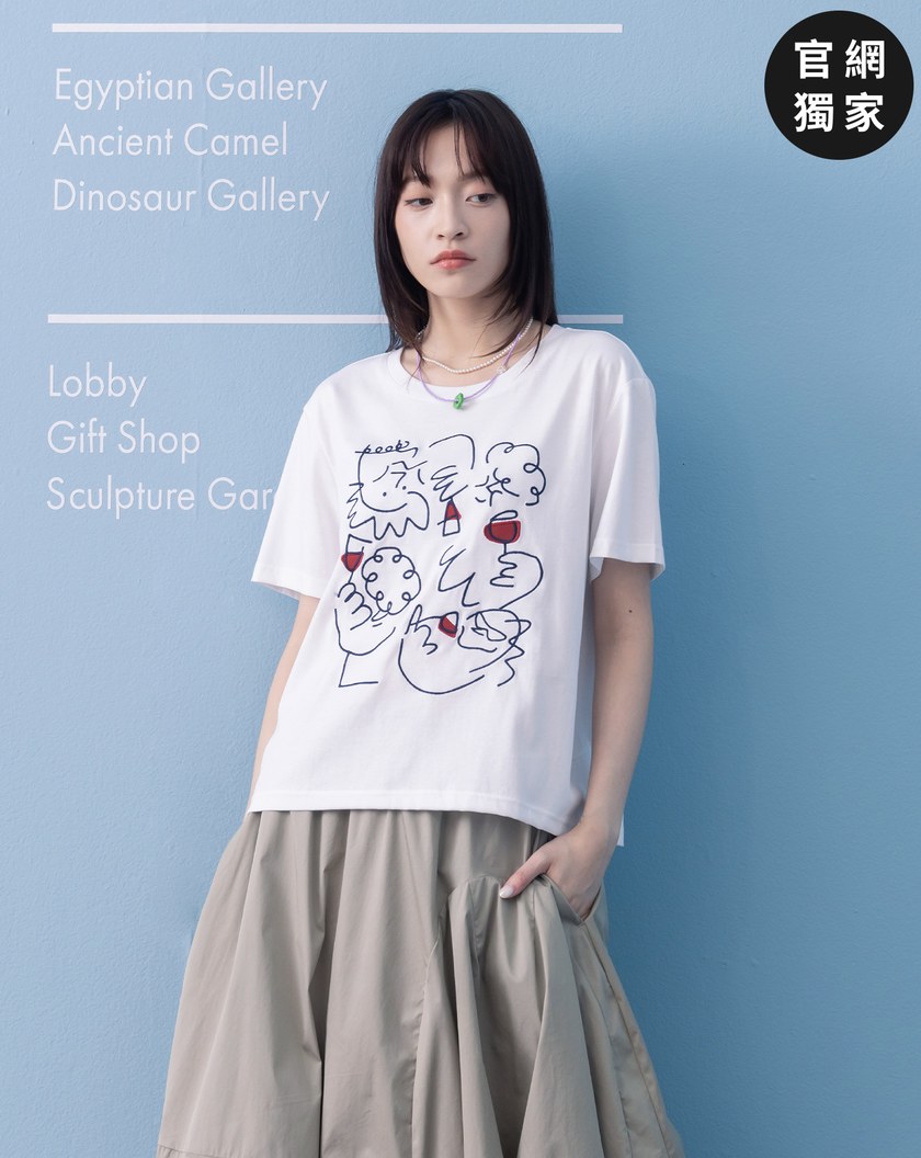 ➤奶奶聚會線條繡花涼感T恤(兩色)