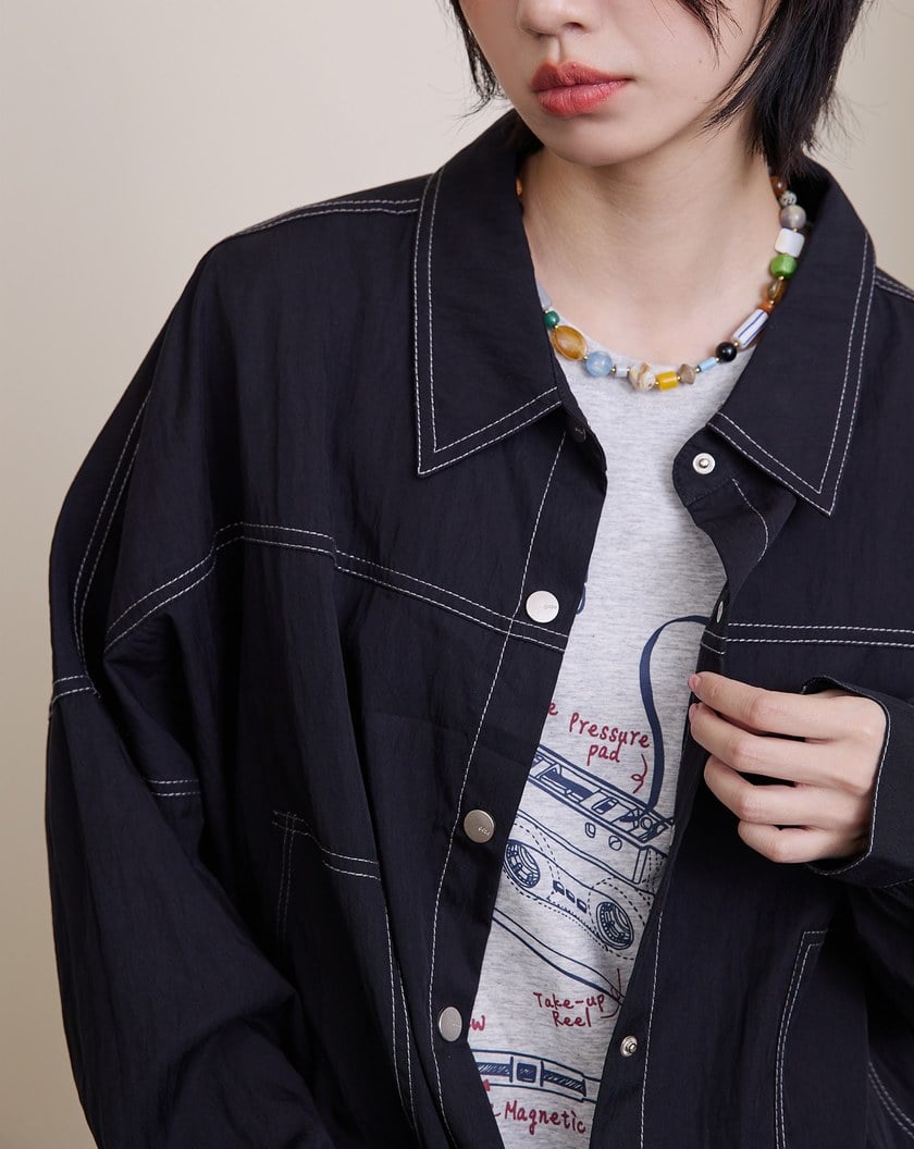 涼感天絲大口袋下擺抽繩外套(兩色)