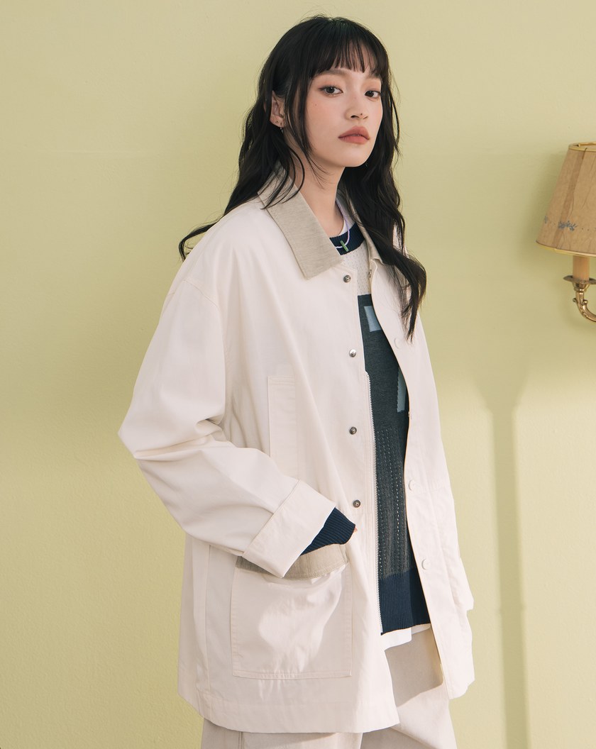涼感天絲配色大口袋工裝外套(兩色)