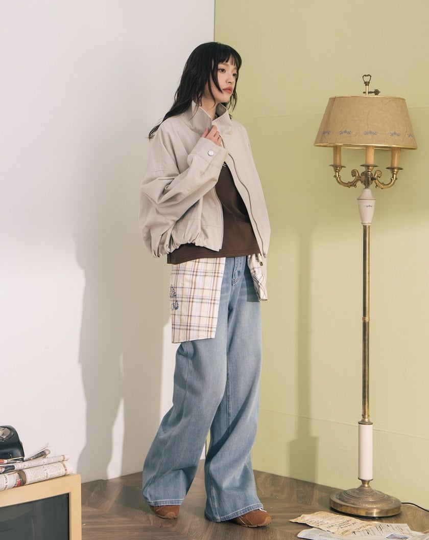 斑駁水洗率性立領廓型外套(兩色)