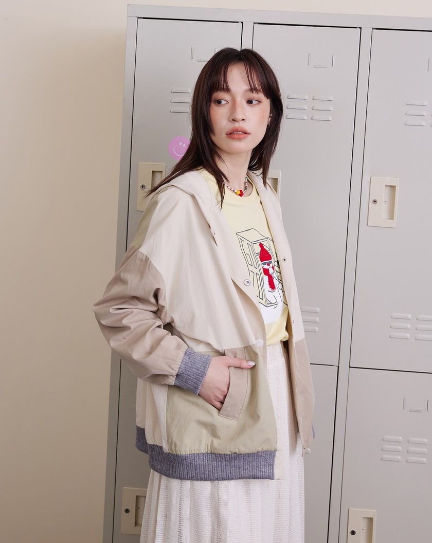 ➤色塊拼接廓型連帽外套(兩色)