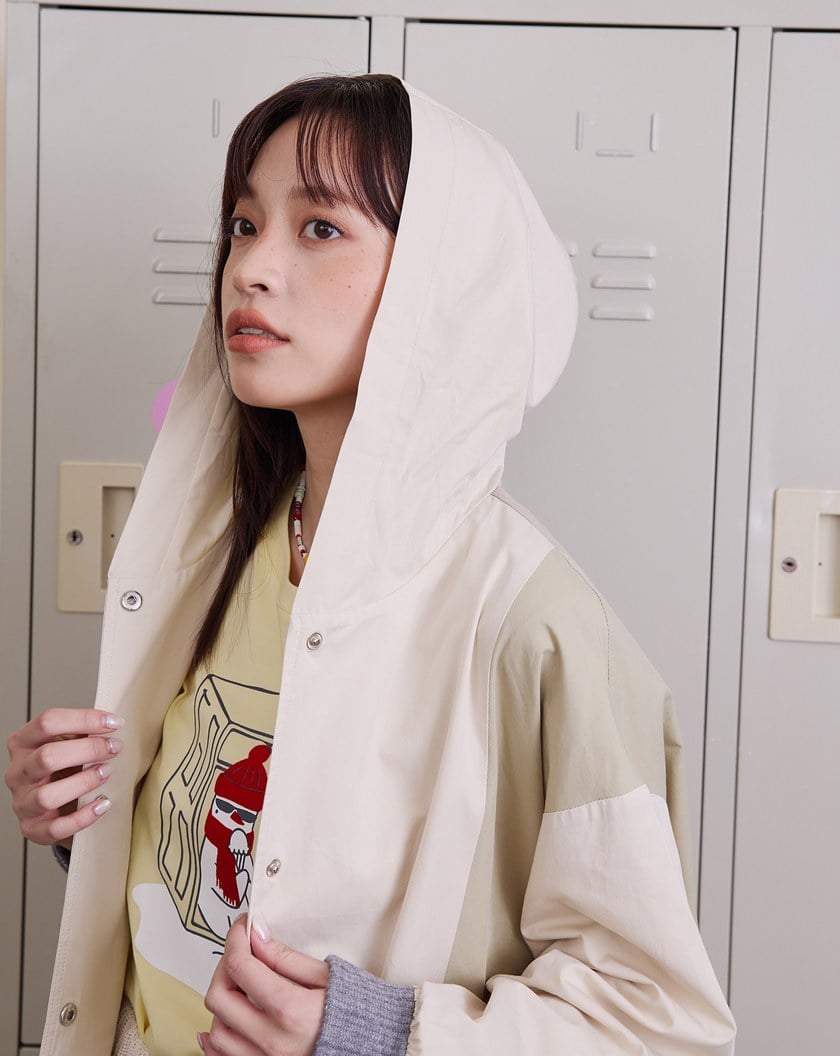 ➤色塊拼接廓型連帽外套(兩色)