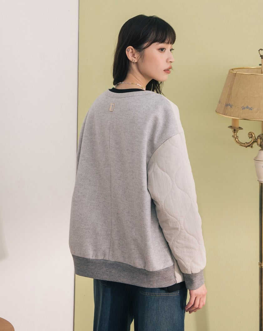 ➤發熱異材質拼接衍縫鋪棉拉鍊外套(兩色)