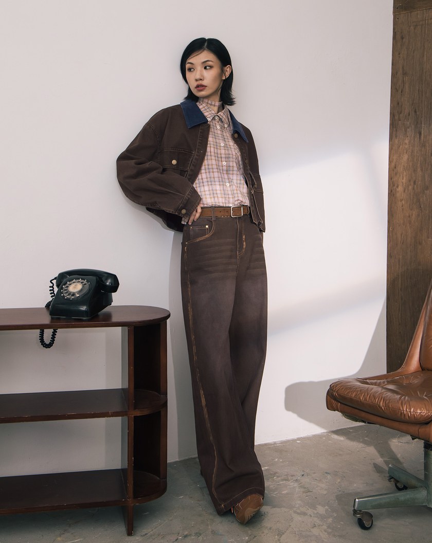 A｜復古風立體彎刀袖水洗牛仔外套(兩色)