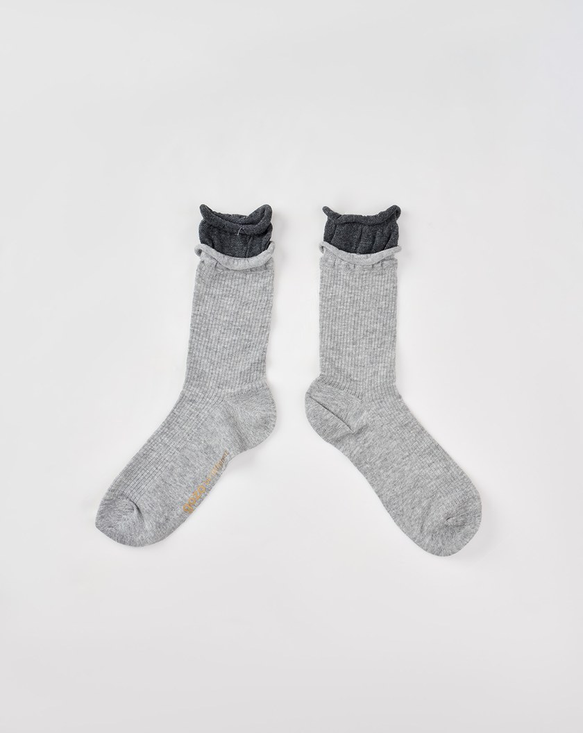 假兩層拼接坑條長襪(兩色)