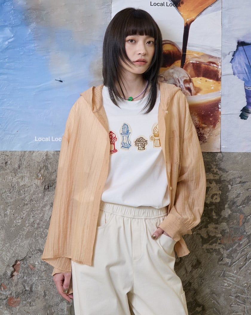 ➤涼感天絲皺皺透膚遮陽連帽襯衫(兩色)