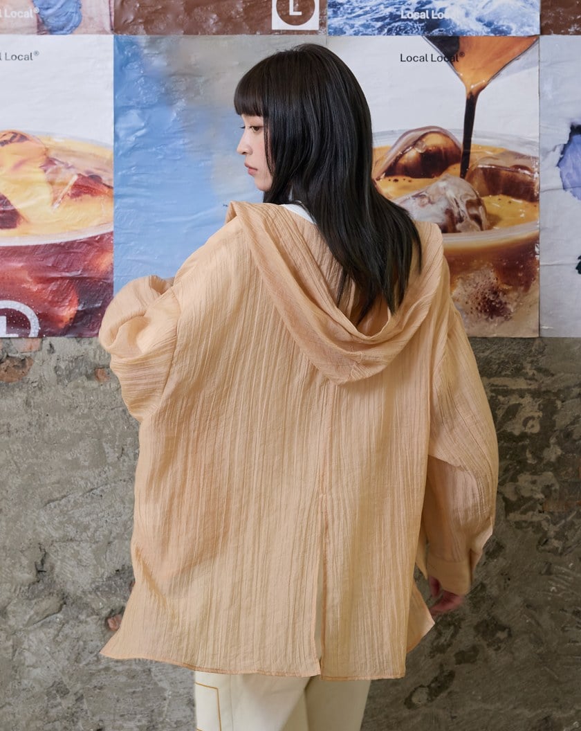 ➤涼感天絲皺皺透膚遮陽連帽襯衫(兩色)