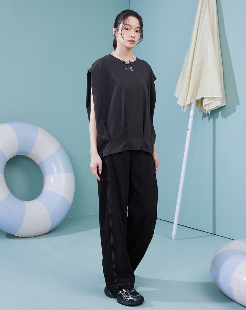 ➤游泳的人車線水洗涼感彎刀褲(兩色)