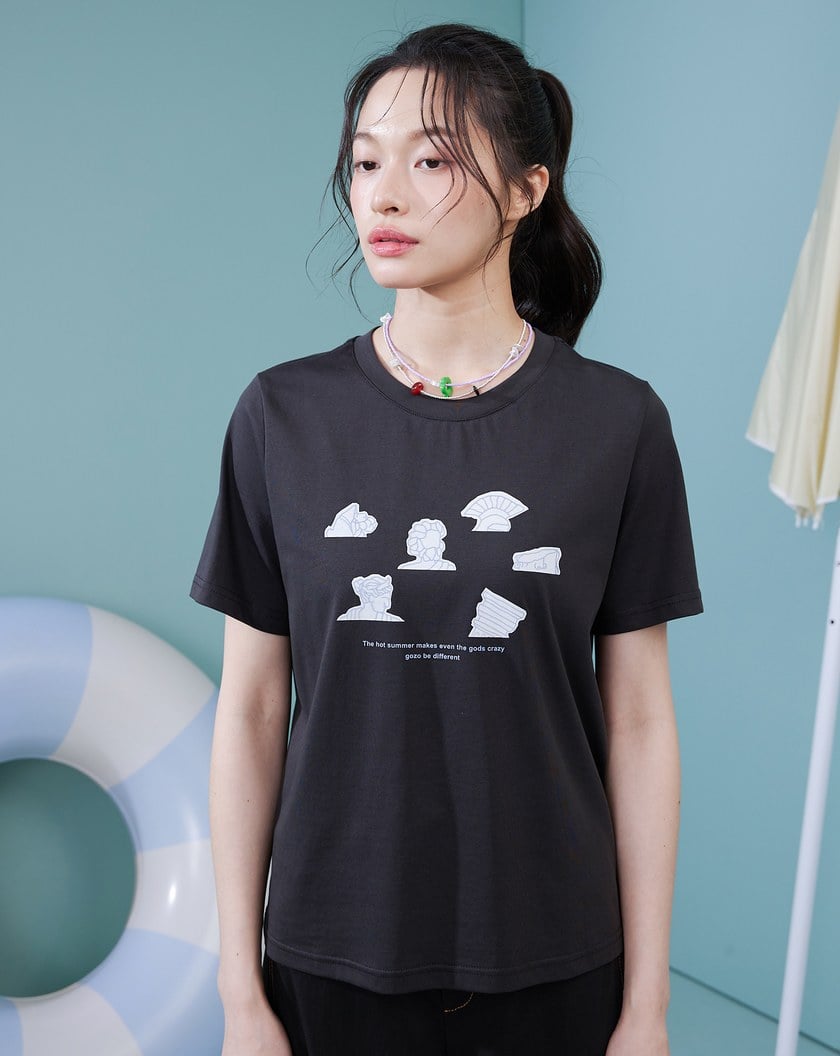 ➤希臘雕像也熱合肩涼感T恤(兩色)