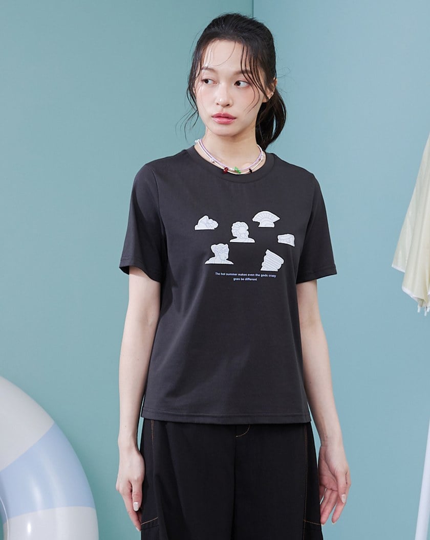 ➤希臘雕像也熱合肩涼感T恤(兩色)