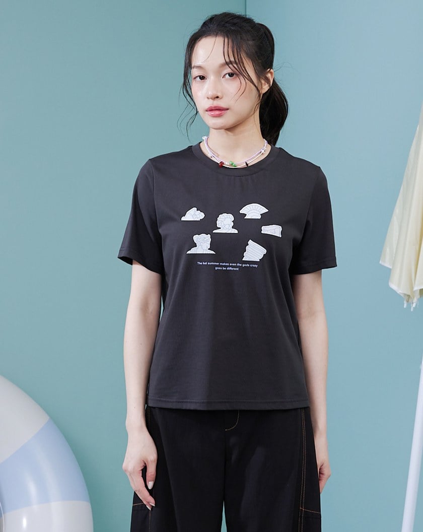 ➤希臘雕像也熱合肩涼感T恤(兩色)