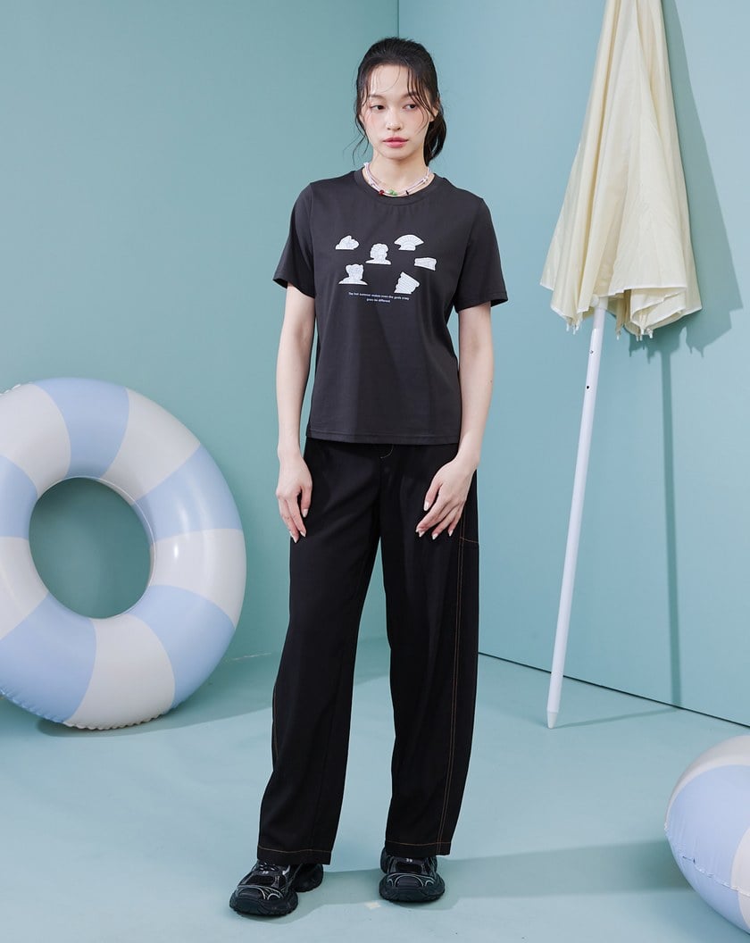 ➤希臘雕像也熱合肩涼感T恤(兩色)