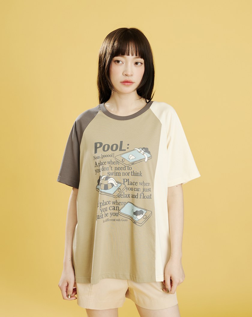 ➤pool relax拼接色寬版涼感T恤(兩色)