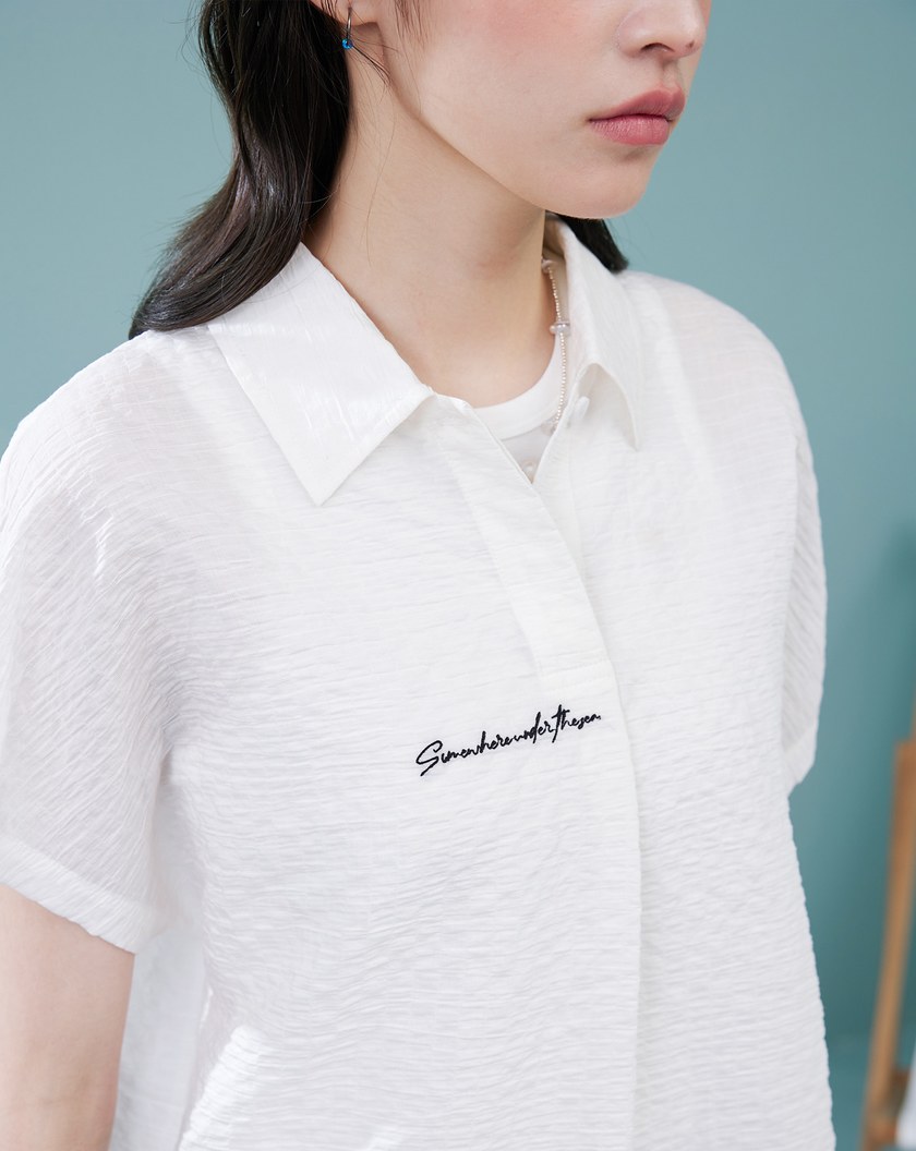 Sea you letter貝殼織紋天絲襯衫(兩色)