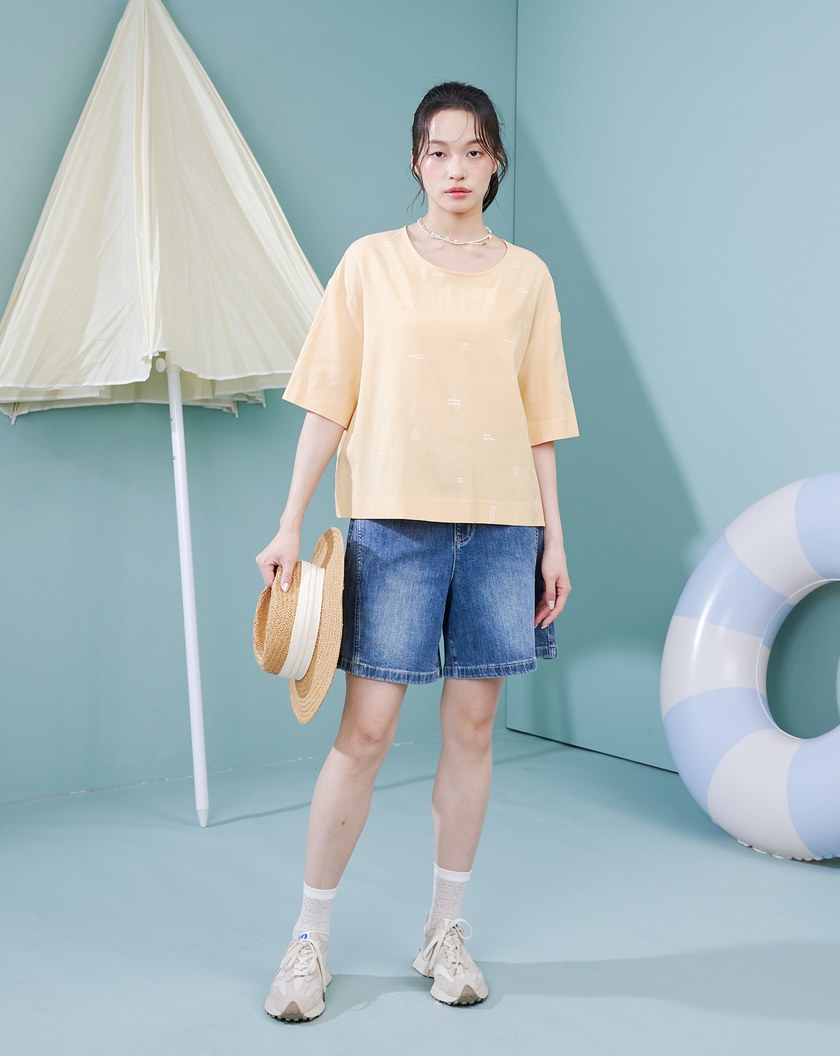 海邊CHILL㇐下抓褶造型涼感上衣(兩色)