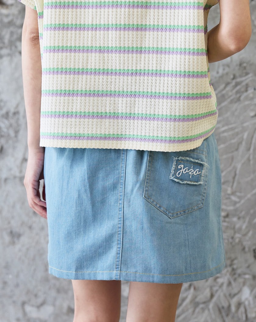 牛仔百褶短裙(附襯褲)