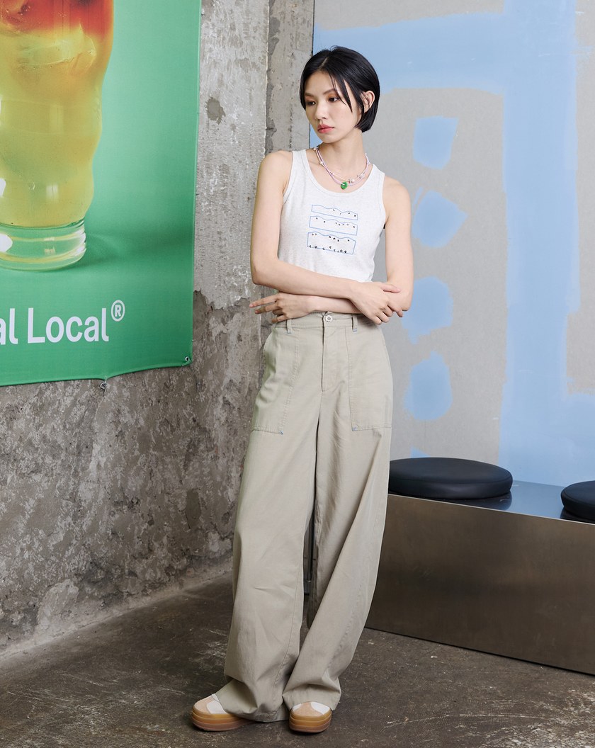 天絲棉涼感直筒大口袋工裝褲(兩色)