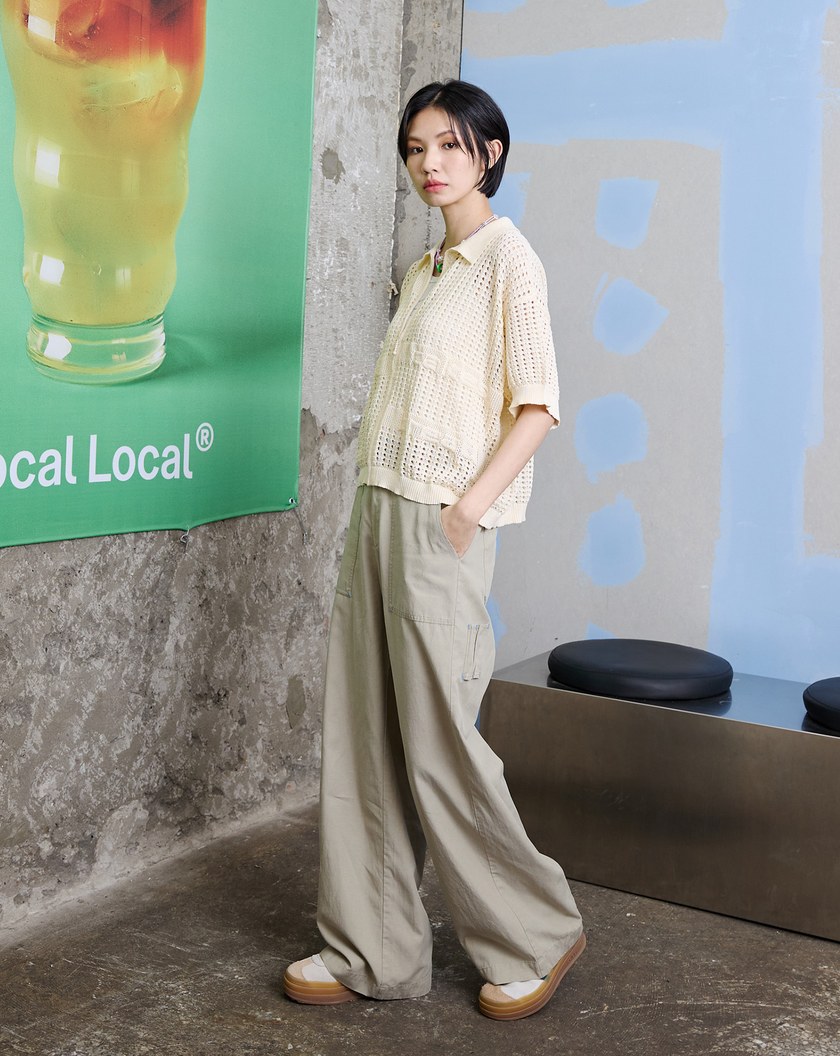 天絲棉涼感直筒大口袋工裝褲(兩色)