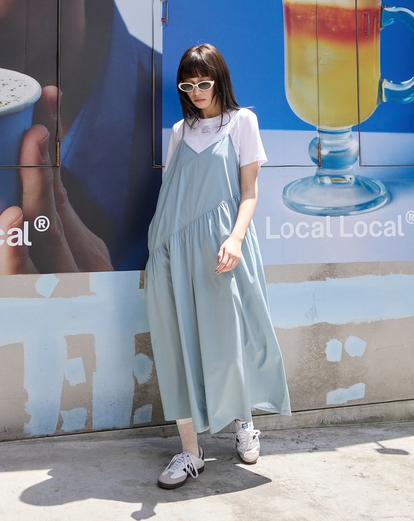 天絲棉剪裁細肩吊帶褲裙(兩色)