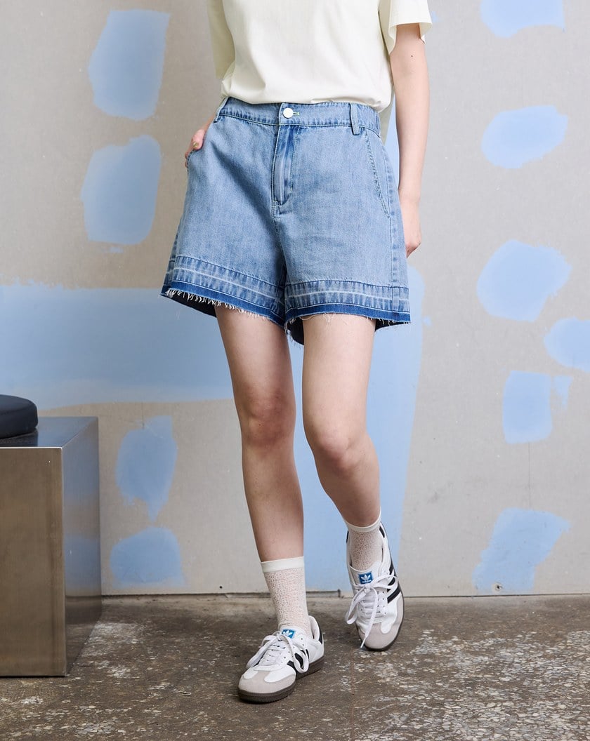 不收邊天絲牛仔短褲(兩色)