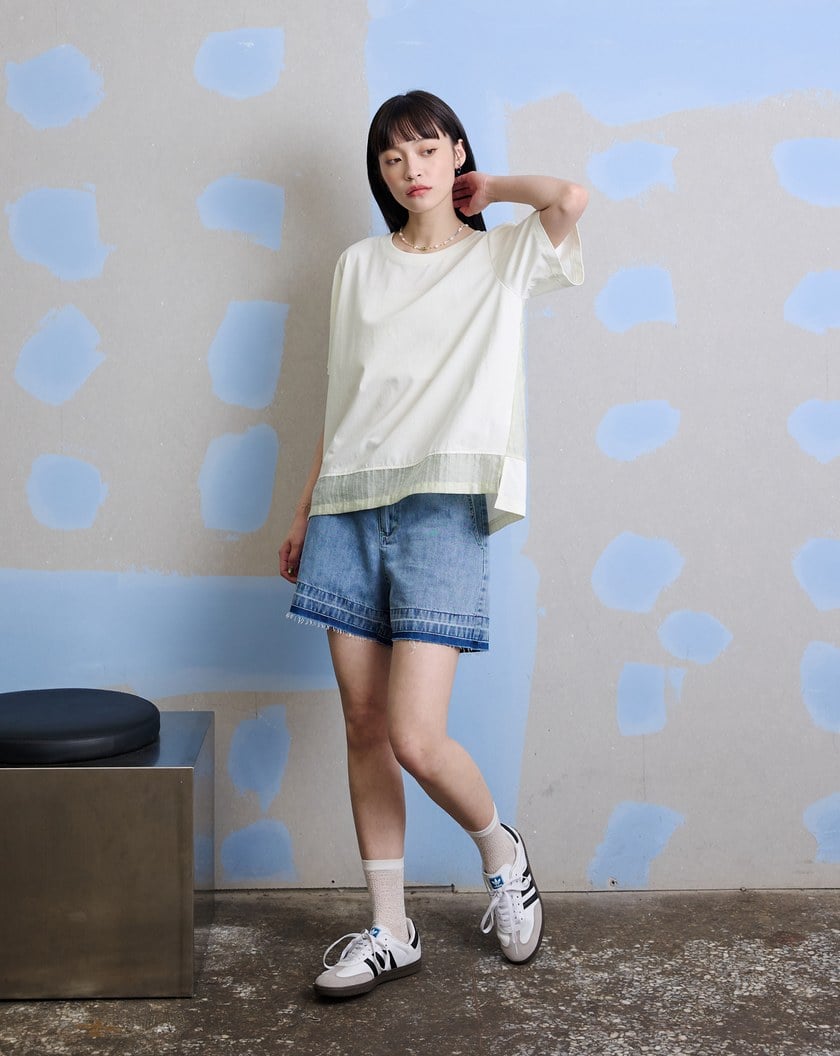 不收邊天絲牛仔短褲(兩色)