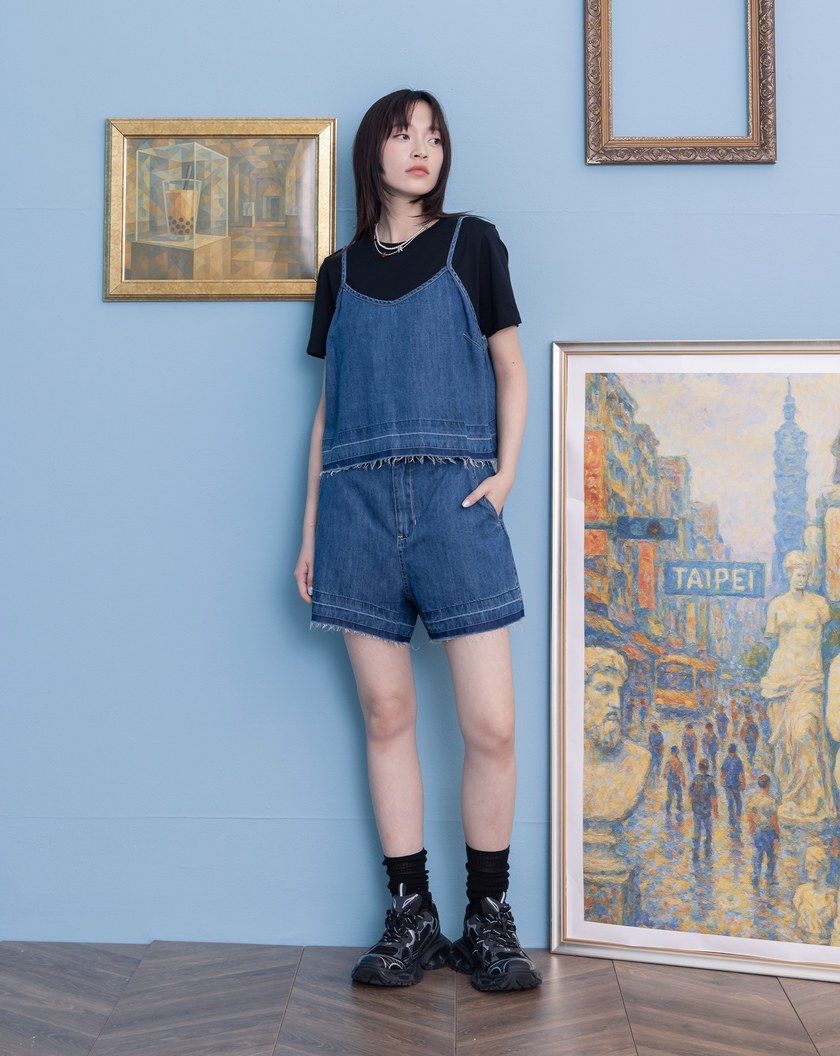 不收邊天絲牛仔短褲(兩色)