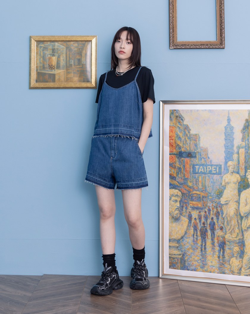 不收邊天絲牛仔短褲(兩色)