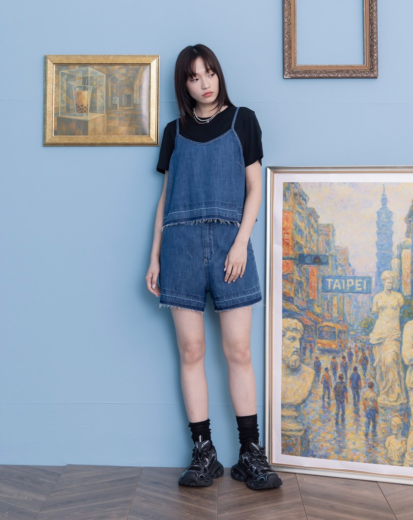 不收邊天絲牛仔短褲(兩色)