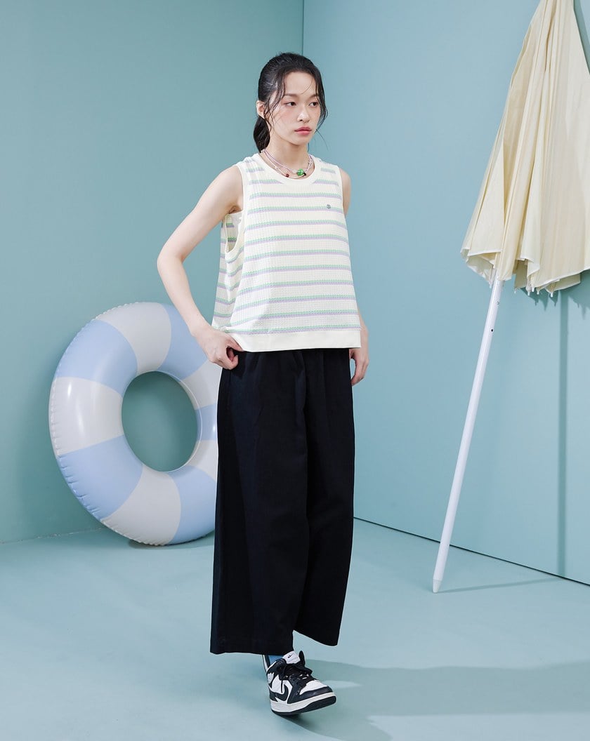 ➤純棉鬆緊九分寬褲