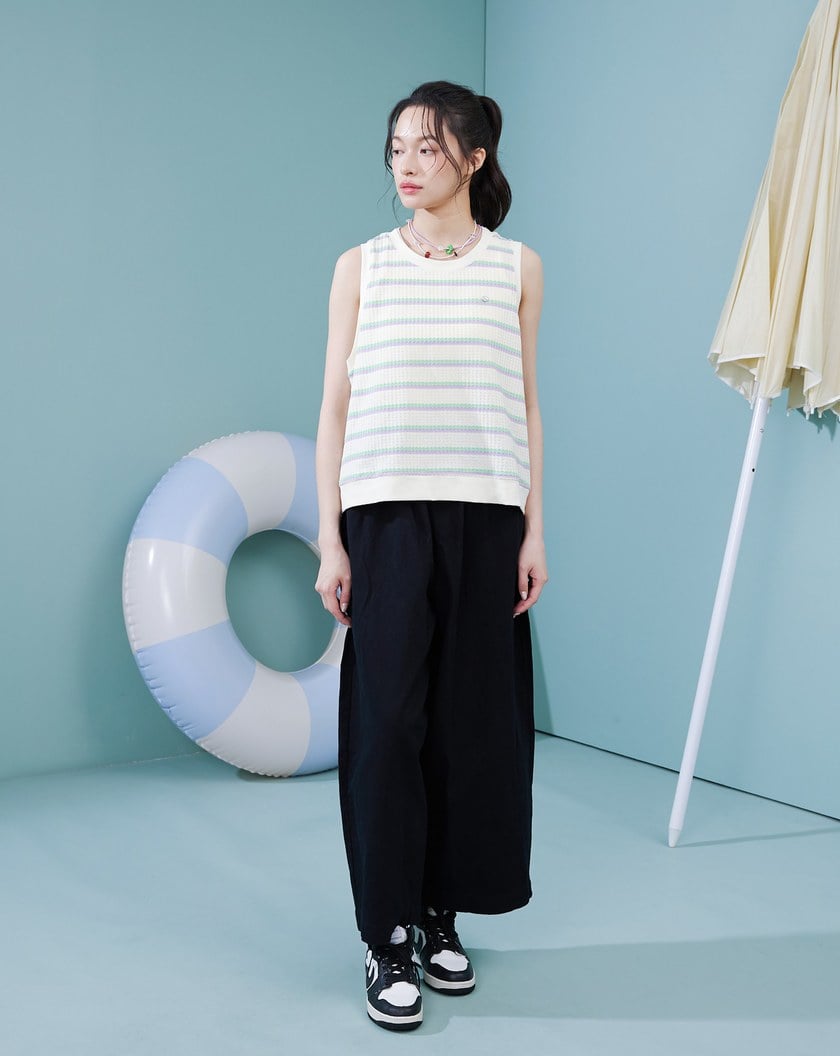 ➤純棉鬆緊九分寬褲