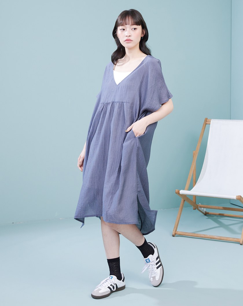 莫代爾輕薄涼感兩件式綁帶洋裝(兩色)