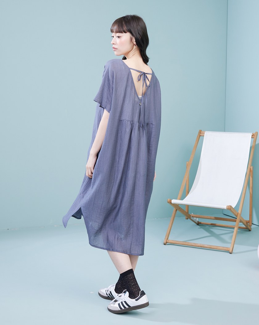 莫代爾輕薄涼感兩件式綁帶洋裝(兩色)