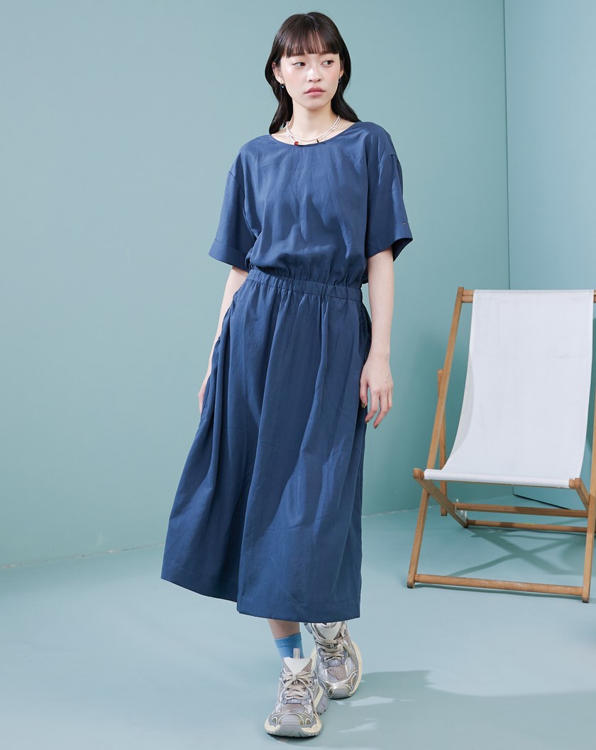 涼感天絲兩穿鬆緊收腰洋裝(兩色)