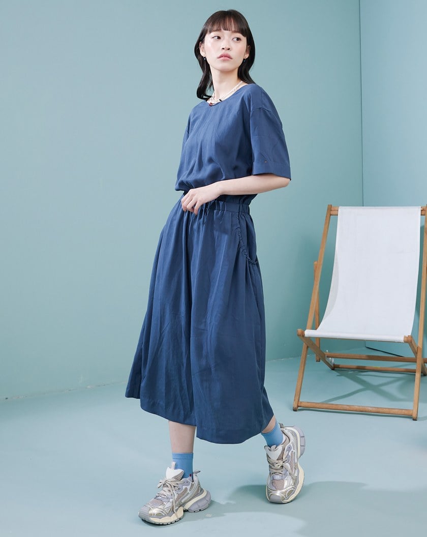 涼感天絲兩穿鬆緊收腰洋裝(兩色)