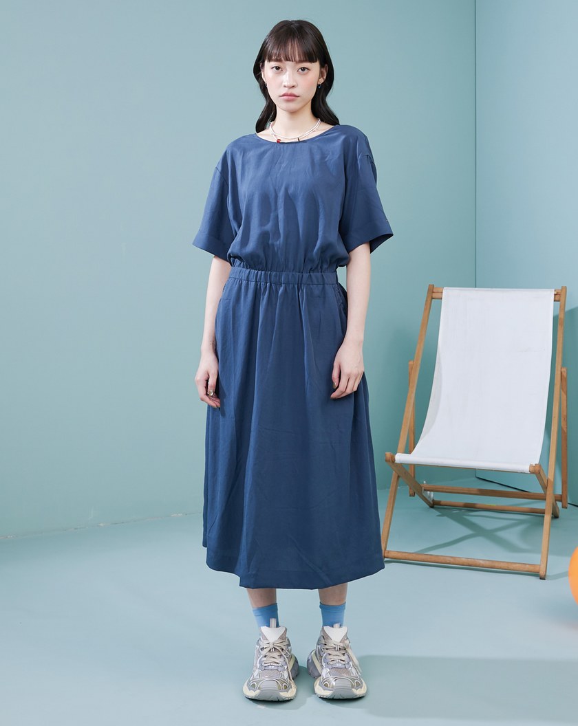 涼感天絲兩穿鬆緊收腰洋裝(兩色)