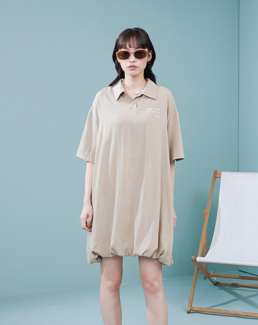 音樂撥放器水洗polo領涼感短洋裝(兩色)