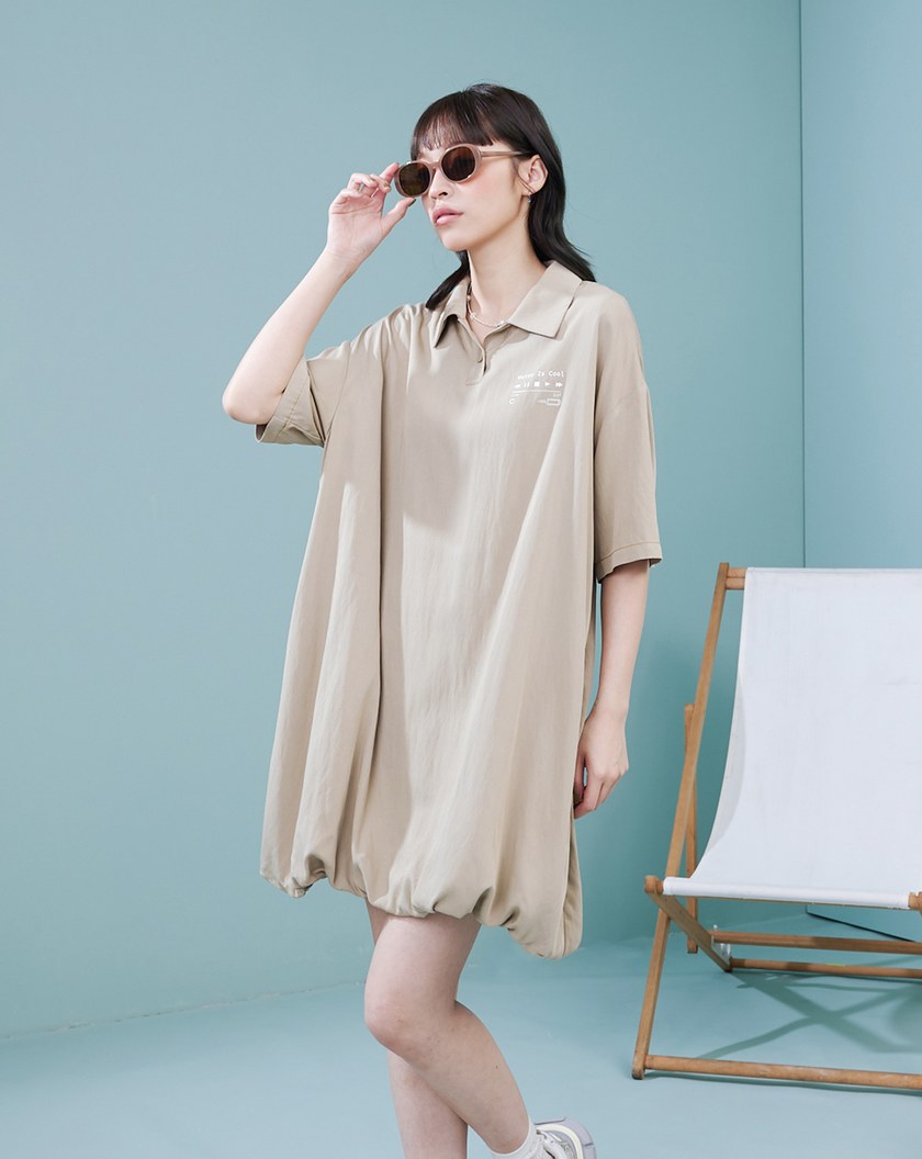 音樂撥放器水洗polo領涼感短洋裝(兩色)