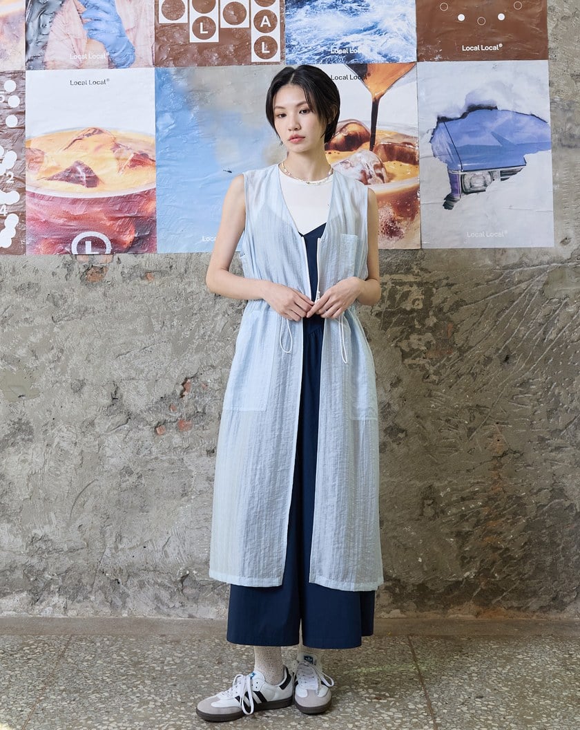 涼感天絲透膚外罩背心洋裝(兩色)