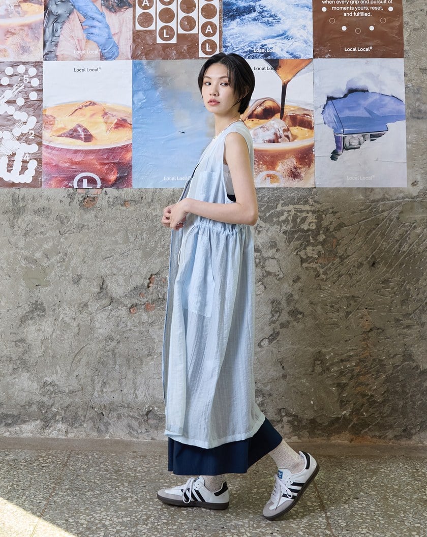 涼感天絲透膚外罩背心洋裝(兩色)